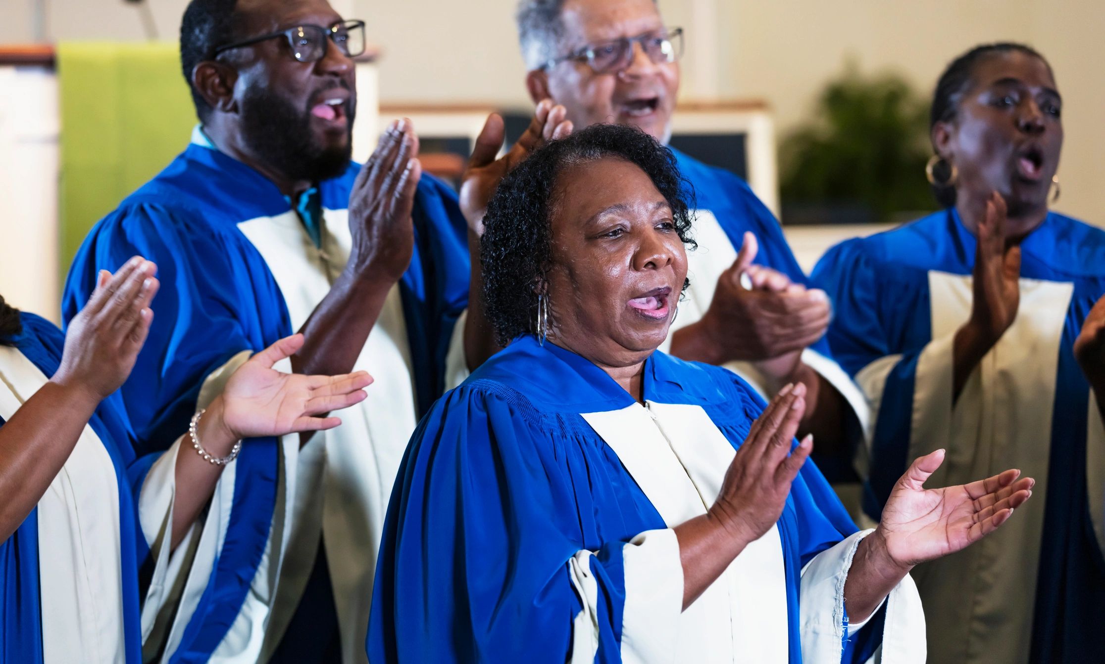 Church choir singing during worship